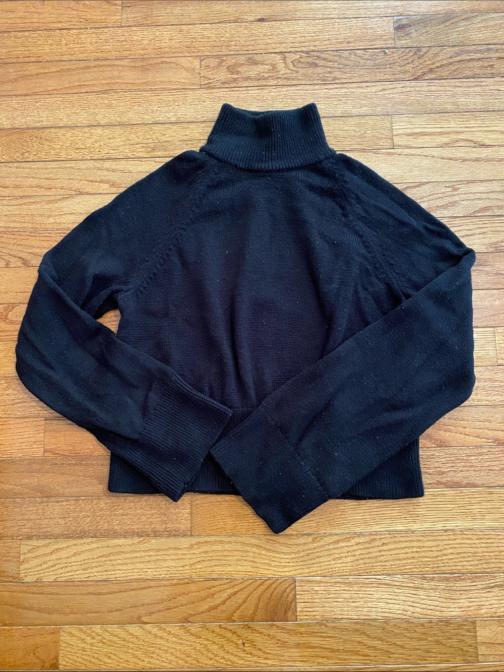 Quince Black Merino Wool Womens Cropped Mockneck Sweater - Sz Small